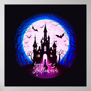 Spuk Schloss Happy Halloween Creepy Poster