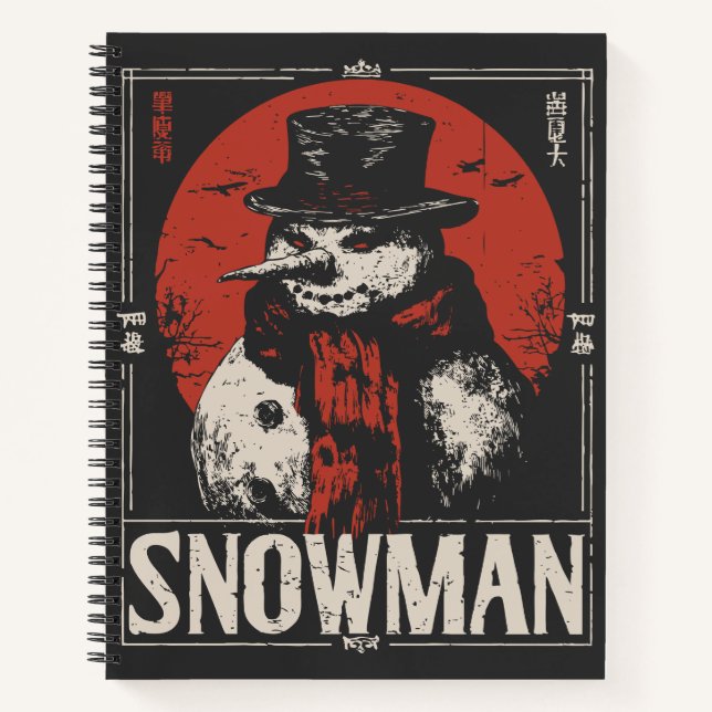 Spuk Schneemann mit Rotem Skarf | Dark Winter Notizbuch (Vorderseite)