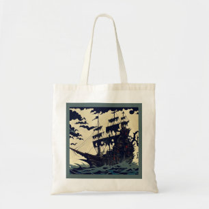 Spuk Segelschiff Woodblock 1 Tragetasche