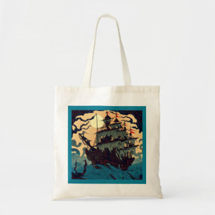 Spuk Segelschiff Woodblock 2 Tragetasche