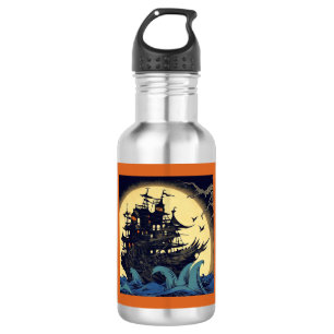 Spuk Segelschiff Woodblock 4 Edelstahlflasche