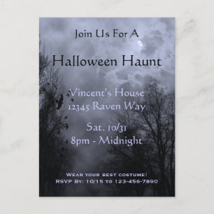 Spuk Sky Blue Mist Halloween-Party Postcard Einladungspostkarte