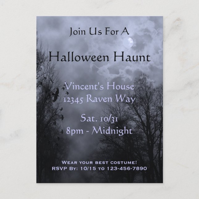 Spuk Sky Blue Mist Halloween-Party Postcard Einladungspostkarte (Vorderseite)