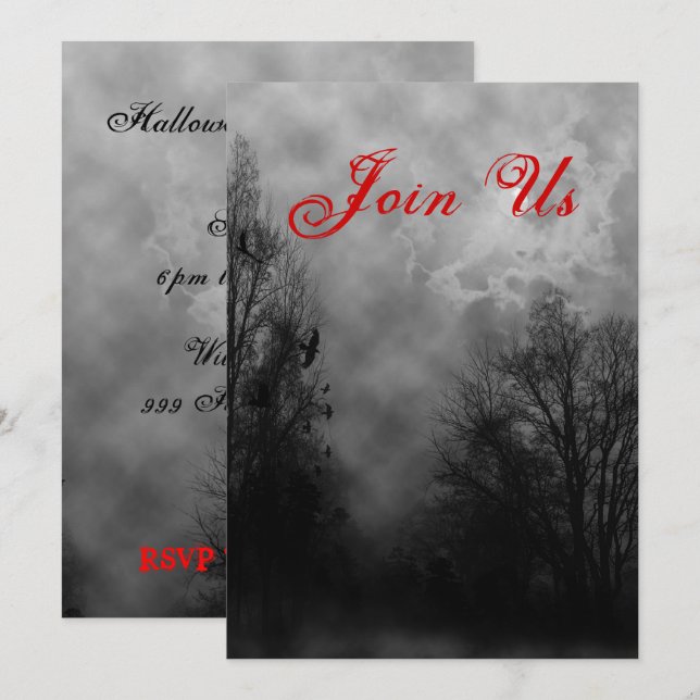 Spuk Sky Custom Halloween Einladungsvorlage Einladung (Vorne/Hinten)