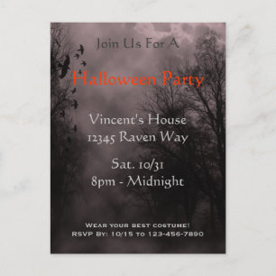 Spuk Sky Red Mist Halloween-Party Postcard Einladungspostkarte