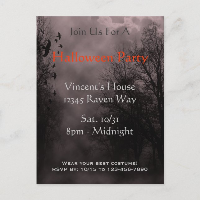Spuk Sky Red Mist Halloween-Party Postcard Einladungspostkarte (Vorderseite)