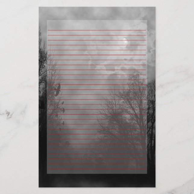 Spuk Sky Stationery Red Lined Briefpapier (Vorderseite)