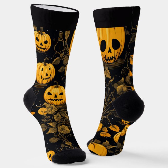 Spuk Wald mit Halloween-Jack-o'-Laterne Socken (Gewinkelt)