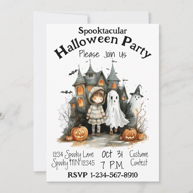 Spuk Whimsy-Halloween-Party Einladung (Vorderseite)