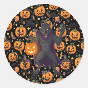 Spuk Wolf Pack Halloween-Nacht Runder Aufkleber