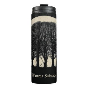 Spukhaft schöne Silhouette kahler Bäume Thermosbecher