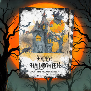 Spukhaus Frohes Halloween Feiertagskarte