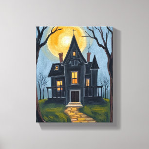 Spukhaus   Gruseliges Halloween  Leinwanddruck