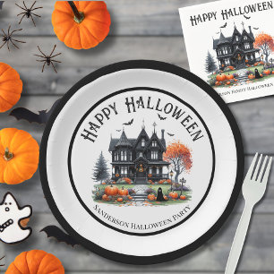 Spukhaus Halloween Pappteller