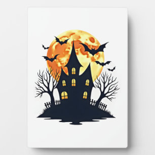 Spukhaus mit Fledermäusen � Gruseliges Halloween-S Fotoplatte