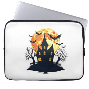 Spukhaus mit Fledermäusen � Gruseliges Halloween-S Laptopschutzhülle