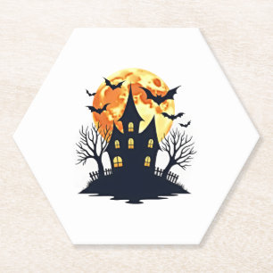 Spukhaus mit Fledermäusen � Gruseliges Halloween-T Untersetzer