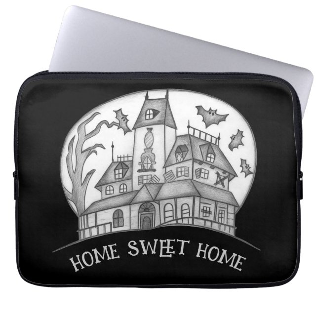 Spukhaus und Fledermäuse Halloween  Laptopschutzhülle (Vorderseite)