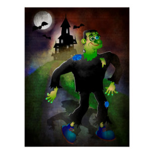 Spukhaus und süßes Monster Poster