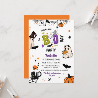 Spukiger erster Halloween-Geburtstag Geist Whimsic Einladung