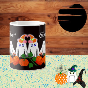 Spukiger Funky-Geist Boo Halloween-Kürbisfeld Kaffeetasse