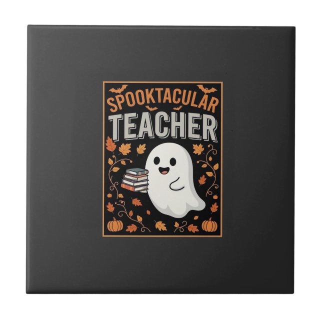 Spuktastischer Lehrer Halloween-Geist-Design_1 Fliese (Vorderseite)