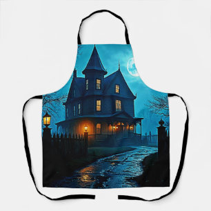 Spukvilla Blaue Mondlicht Nacht Design Schürze