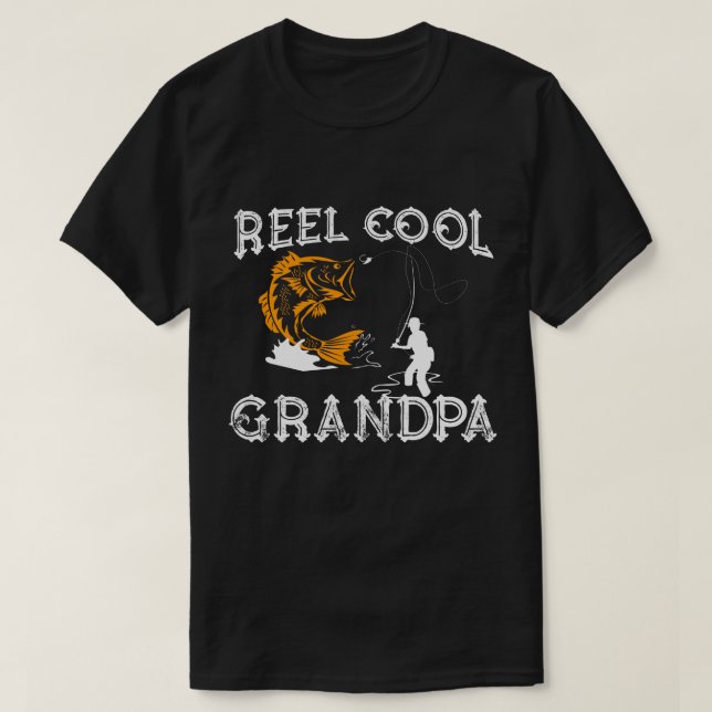 Spulen-coole Großvater-Fischen-Geschenke T-Shirt (Design vorne)