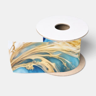 Spulenband mit blauen, weißen oder goldenen Schwün Satinband