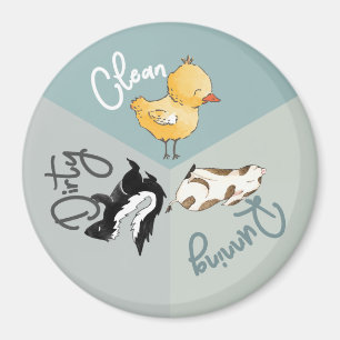 Spülmaschinen-süße Tiere säubern schmutziges Magnet