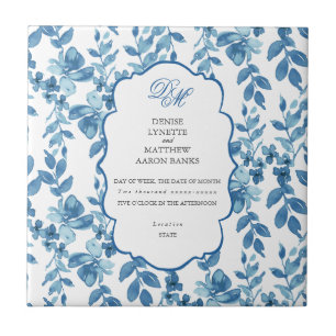Spun Sugar & Skydiver Blue Wedding Keepake Cerami Fliese