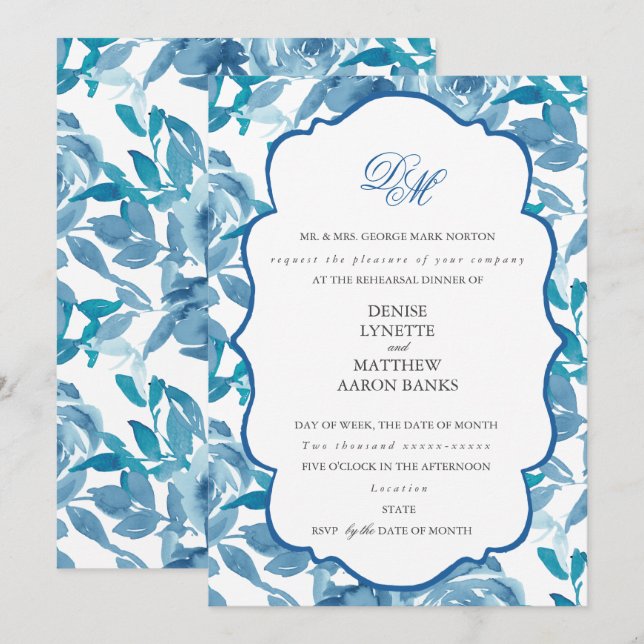 Spun Sugar & Skydiver Blue Wedding Probe Einladung (Vorne/Hinten)