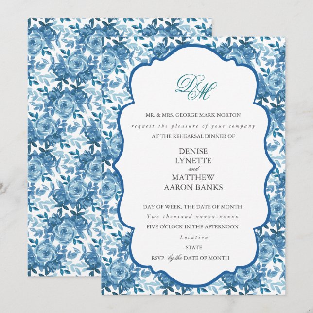 Spun Sugar & Skydiver Blue Wedding Probe Einladung (Vorne/Hinten)