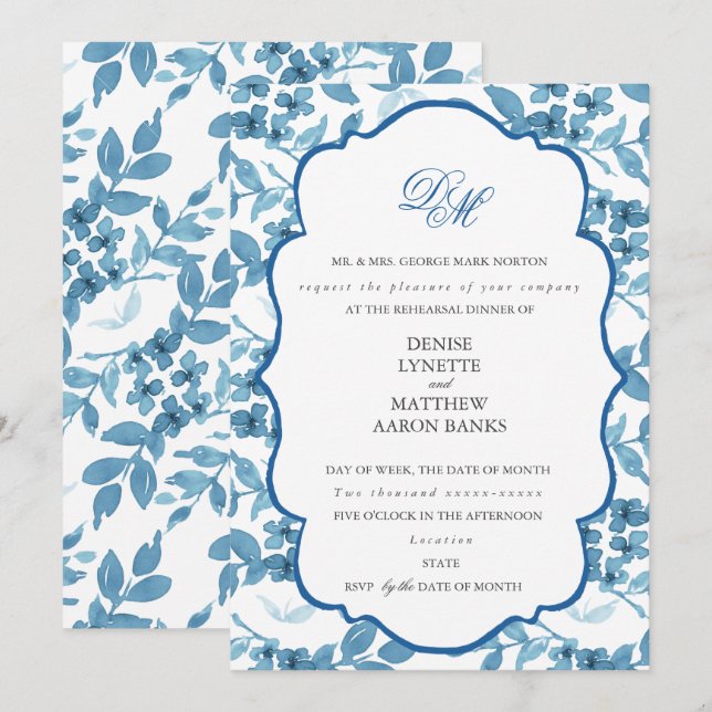 Spun Sugar & Skydiver Blue Wedding Probe Einladung (Vorne/Hinten)