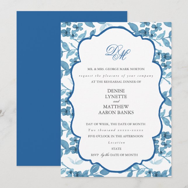 Spun Sugar & Skydiver Blue Wedding Probe Einladung (Vorne/Hinten)