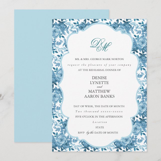Spun Sugar & Skydiver Blue Wedding Probe Einladung (Vorne/Hinten)