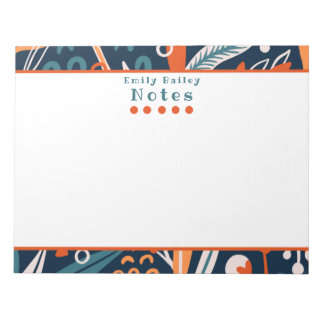 Spunky Blue & Orange Personalized Notepad Notizblock