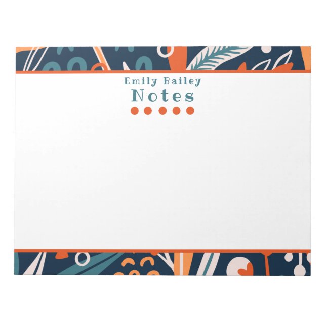 Spunky Blue & Orange Personalized Notepad Notizblock (Vorderseite)
