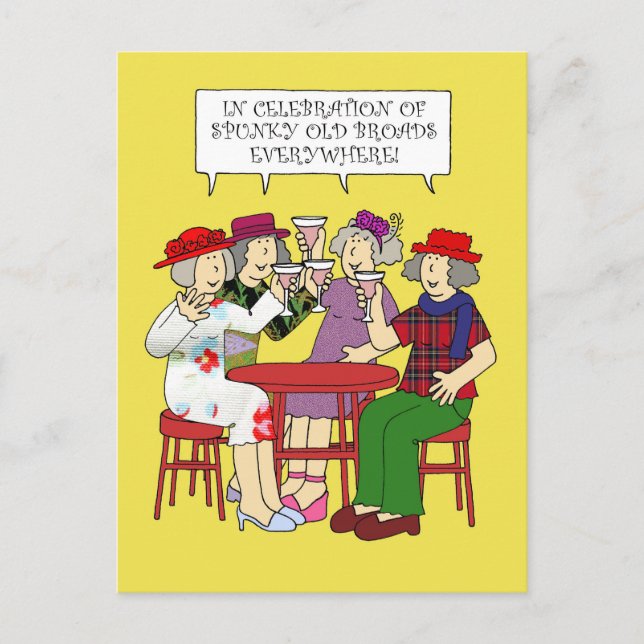 Spunky Old Broads Monat Februar Cartoon Ladys Postkarte (Vorderseite)