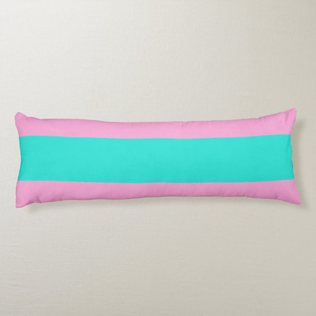 Spunky Pink und Aqua Streifen Seitenschläferkissen (Rückseite)