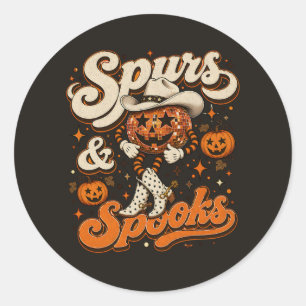 Spurs & Spooks Western Halloween Design Runder Aufkleber
