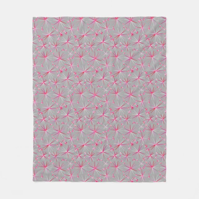 Sputnik-Muster aus der Mitte, Grau und Fuchsia Fleecedecke (Vorderseite)