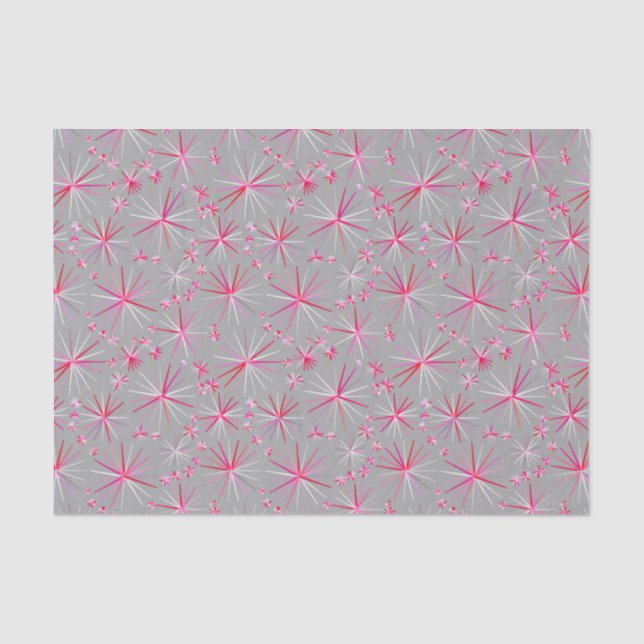 Sputnik-Muster aus der Mitte, Grau und Fuchsia Seidenpapier (Vorderseite)