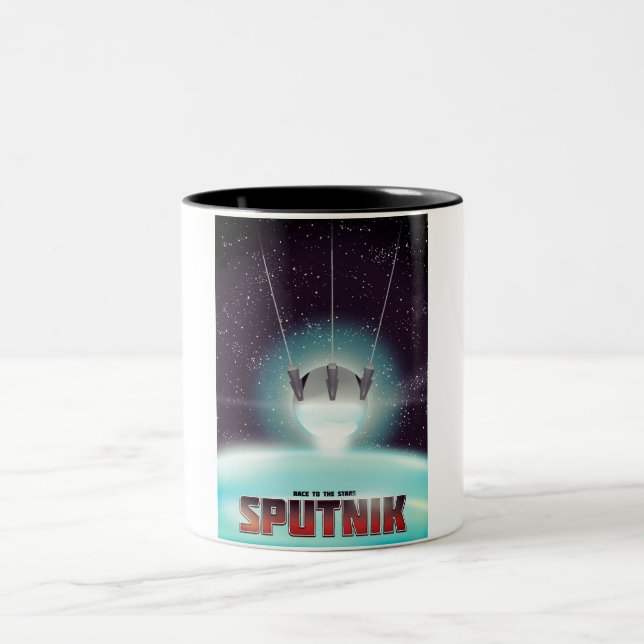 Sputnik "Rennen auf die Sterne" Zweifarbige Tasse (Mittel)
