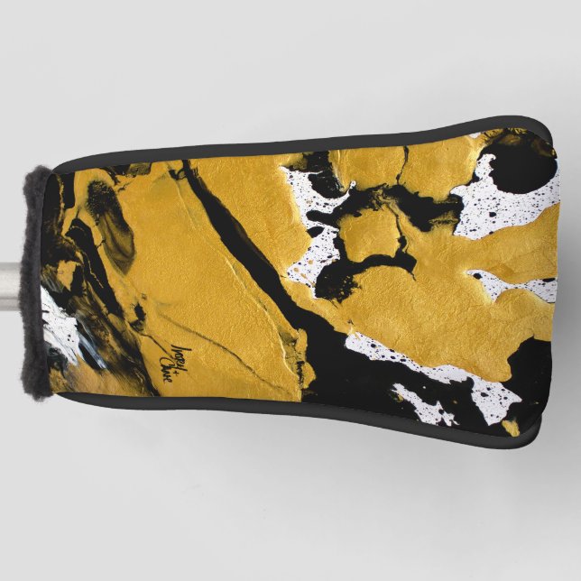 SPWW Anzündetes Soul Black & Gold Abstrakt Golf Headcover (Vorderseite)