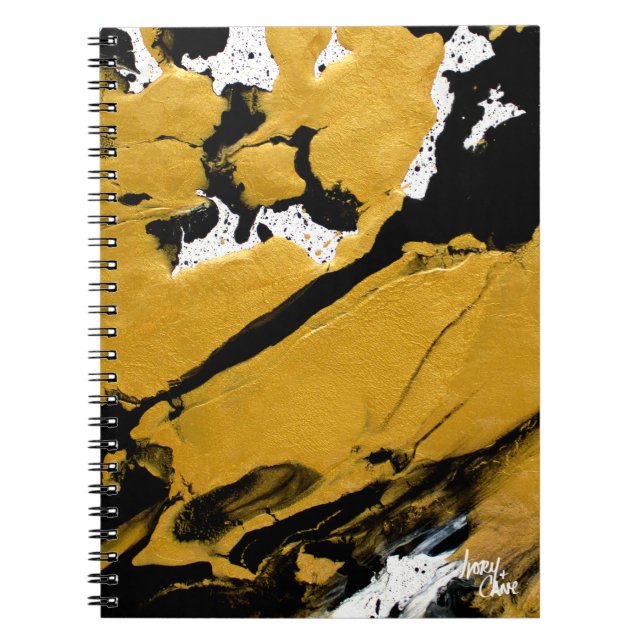 SPWW-Anzündetes Soul Black & Gold Abstrakt Journal Notizblock (Vorderseite)
