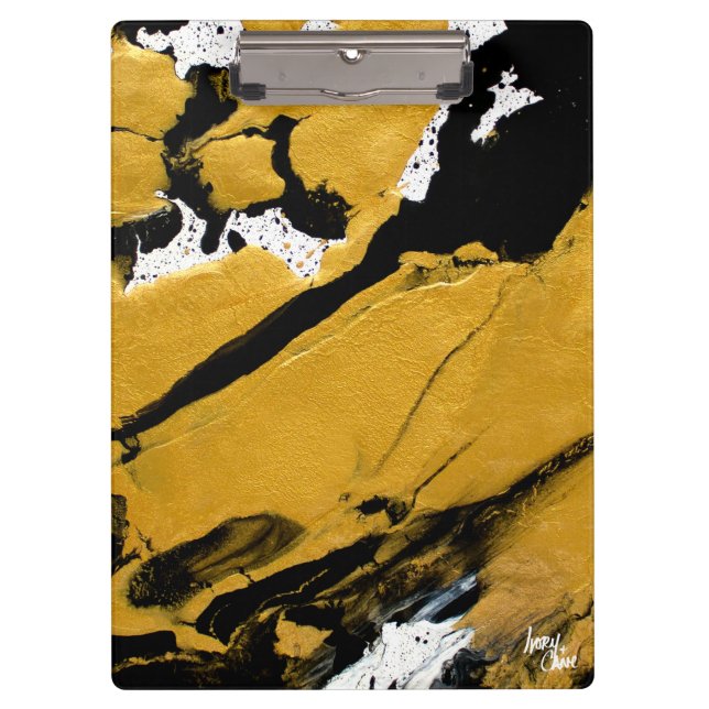 SPWW Anzündetes Soul Black & Gold Abstrakt Klemmbrett (Vorderseite)