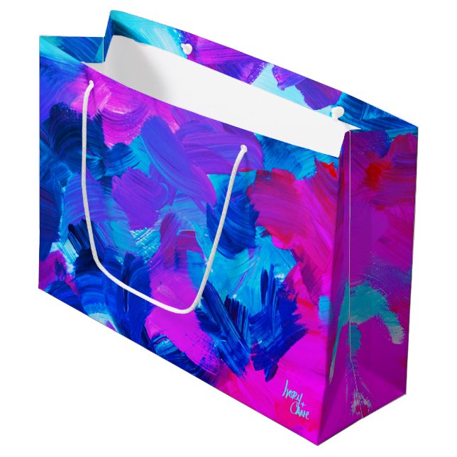 SPWW Electric Vibes Große Geschenktüte (Vorderseite Schrägansicht)