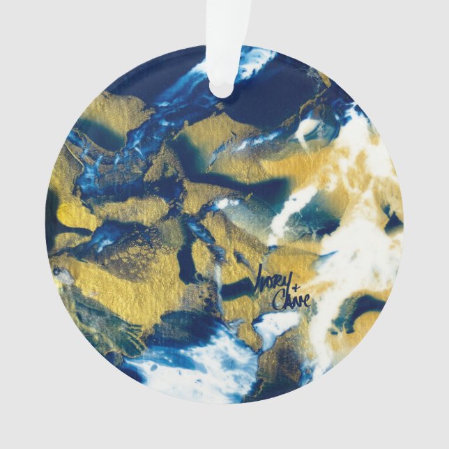 SPWW Gleaming Indigo Blue und Gold Ornament (Vorderseite)