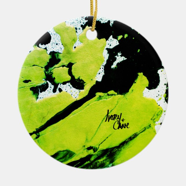SPWW Keylime n' Slide Green & Black Abstrakt Keramik Ornament (Vorne)